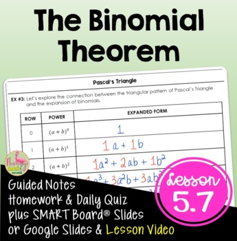 Preview of The Binomial Theorem (Algebra 2 - Unit 5)