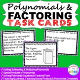 POLYNOMIALS AND FACTORING - Task Cards {40 Cards}