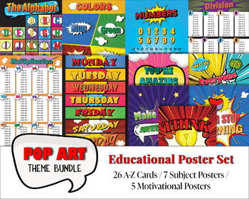 Preview of POP ART Theme Classroom Poster Bundle