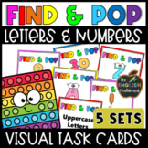 POP IT Alphabet Letter & Number Recognition Task Cards | P