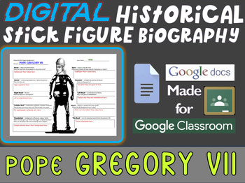Preview of POPE GREGORY VII Digital Historical Stick Figure Biographies  (MINI BIO)