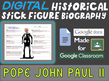 Preview of POPE JOHN PAUL II Digital Historical Stick Figure Biographies  (MINI BIO)