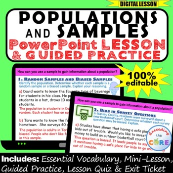 Preview of POPULATIONS AND SAMPLES PowerPoint Lesson & Guided Practice | Distance Learning
