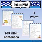POR vs. PARA: Fill in the Blanks - 105 sentences