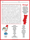 PORTUGAL Word Search Puzzle Worksheet Activity