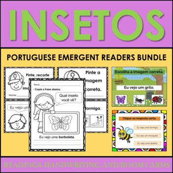 Preview of PORTUGUESE Emergent Readers and Handwriting: BUGS/INSECTS (OS INSETOS) BUNDLE
