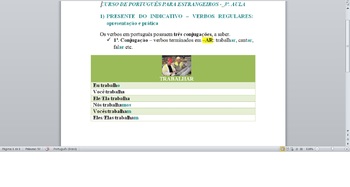 Preview of PORTUGUESE LESSON -  Presente do Indicativo