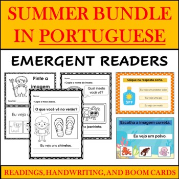 Preview of PORTUGUESE SUMMER EMERGENT READERS AND HANDWRITING BUNDLE (O VERÃO)