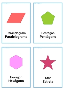 Printable Shape Flashcards Set of 12 Instant Download -  Portugal