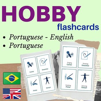 Preview of PORTUGUESE hobby FLASH CARDS | hobbies portuguese flashcards