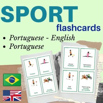 Preview of PORTUGUESE sports FLASH CARDS | sport portuguese Esportes