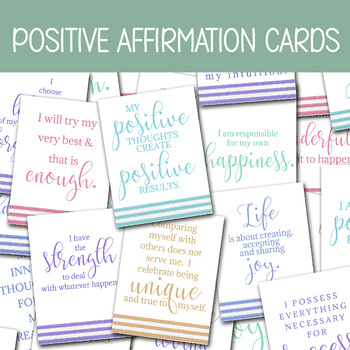 POSITIVE AFFIRMATION CARDS, VISION BOARD PRINTABLES, SOCIAL EMOTIONAL ...