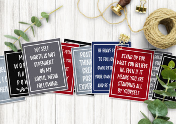 Preview of POSITIVE QUOTE CARDS FOR TEENS, VISION BOARD PRINTABLES, AFFIRMATION SET