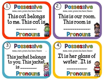 Pronoun Task Cards by Pencils Books and Curls