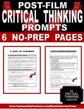 Preview of POST-FILM CRITICAL THINKING PROMPTS | Worksheets | Printables