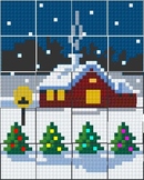 POSTER 20 CARD, PIXEL ART. CODIN- winter landscape