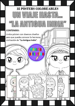 Preview of PÓSTERS COLOREABLES - CIVILIZACIÓN "Antigua India" (IMPRIMIBLES) |CULTURA|