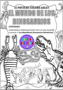 Preview of PÓSTERS COLOREABLES - El Mundo de los Dinosaurios (IMPRIMIBLES)|PREHISTORIA|