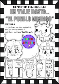 Preview of PÓSTERS COLOREABLES - PUEBLO "Los Vikingos" (IMPRIMIBLES) |CULTURA|