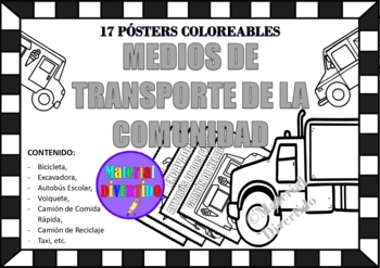 Preview of PÓSTERS COLOREABLES - Transportes de la Comunidad (IMPRIMIBLES) |MI COMUNIDAD|