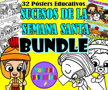 Preview of PÓSTERS DE LOS SUCESOS DE LA SEMANA SANTA (IMPRIMIBLES) - BUNDLE BÍBLICO