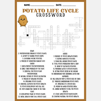 POTATO LIFE CYCLE crossword puzzle worksheet activity by Mind Games Studio
