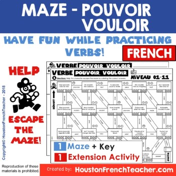 Preview of POUVOIR VOULOIR French Verb Game -grammar/conjugation game (MAZE)