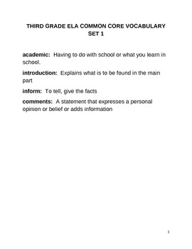 Preview of POWER IN WORDS COMMON CORE ELA ACADEMIC VOCABULARY ACTIVITY BOOK (THIRD GRADE)