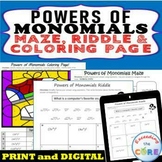 POWER OF MONOMIALS Maze, Riddle, Coloring Page | PRINT & DIGITAL