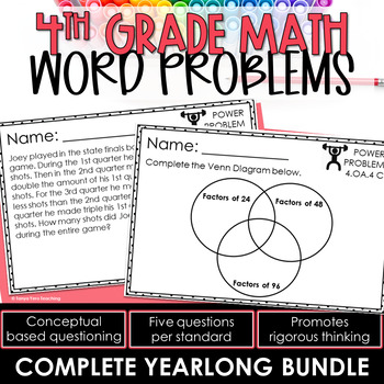 Preview of 4th Grade Math Word Problems | Math Spiral Review | Math Test Prep YEARLONG