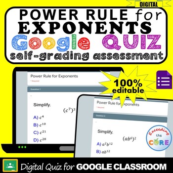 Preview of POWER RULE for EXPONENTS Digital Assessment | Google Quiz | Distance Learning