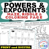 POWERS LAW OF EXPONENTS Maze, Riddle, & Coloring Page | Pr