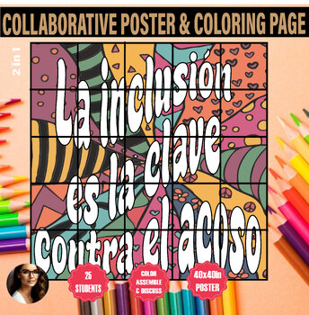 Preview of POster Colaborativo para Colorear para Juntos contra el acoso