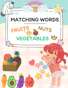 Preview of PP Matching words (fruits, nuts, vegetables) for kids