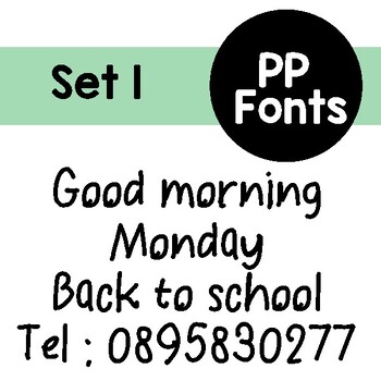 Preview of PP font | cute Font letters | Handwriting | Kids letter- Set 3