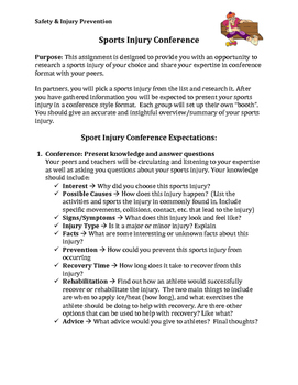 Preview of PPL PE/Health  Sport Injury Conference Project