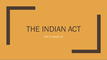 Preview of PPT The Indian Act of 1876 in Canada + Worksheets
