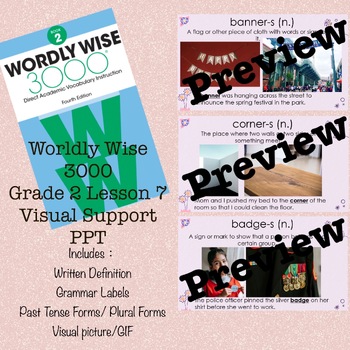 Preview of PPT: Wordly Wise 3000 Grade 2 Lesson 7 Vocabulary with Visual Explanation