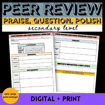 Preview of Peer Review Peer Feedback using Praise, Question, Polish Strategy Any Genre