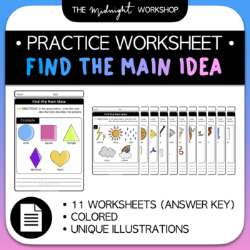 Preview of PRACTICE WORKSHEET•Find the Main Idea/Main Idea Worksheet