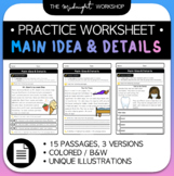 PRACTICE WORKSHEET•Main Idea & Details Worksheet FULL SET