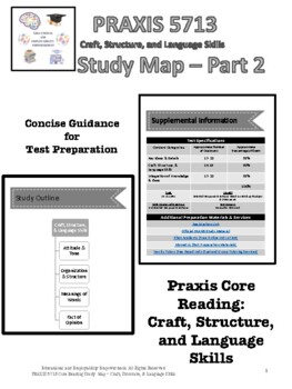 Preview of PRAXIS 5713 Core Reading - Craft, Structure, and Language Skills Study Map