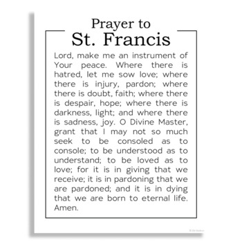 PRAYER to SAINT FRANCIS Catholic Poster | CCD | Catechism | Homeschool ...