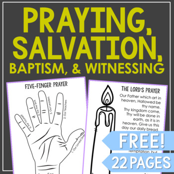Preview of PRAYERS, SALVATION, BAPTISM, & WITNESSING Activity Posters | Sunday School FREE