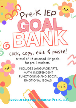 Preview of PRE-K SPECIAL EDUCATION IEP GOAL BANK
