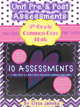 Preview of PRE & POST UNIT ASSESSMENTS *ALL 5th GRADE COMMON CORE UNITS* {10 UNIT TESTS}