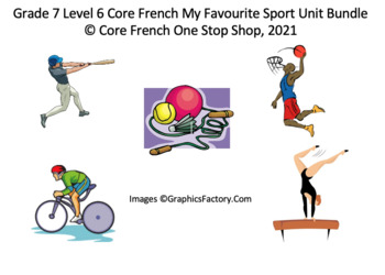Preview of Core French Grade 7 My Favourite Sport Unit Bundle