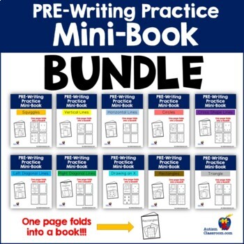 Preview of PRE-Writing Practice Mini-Book - BUNDLE (Autism, PreK, K, & Special Ed.)