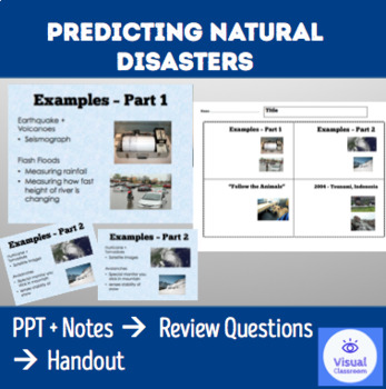 Preview of PREDICTING NATURAL DISASTERS – PowerPoint + Review Questions + Handout