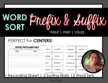 Preview of PREFIX SUFFIX WORD SORT | CENTER ACTIVITY 